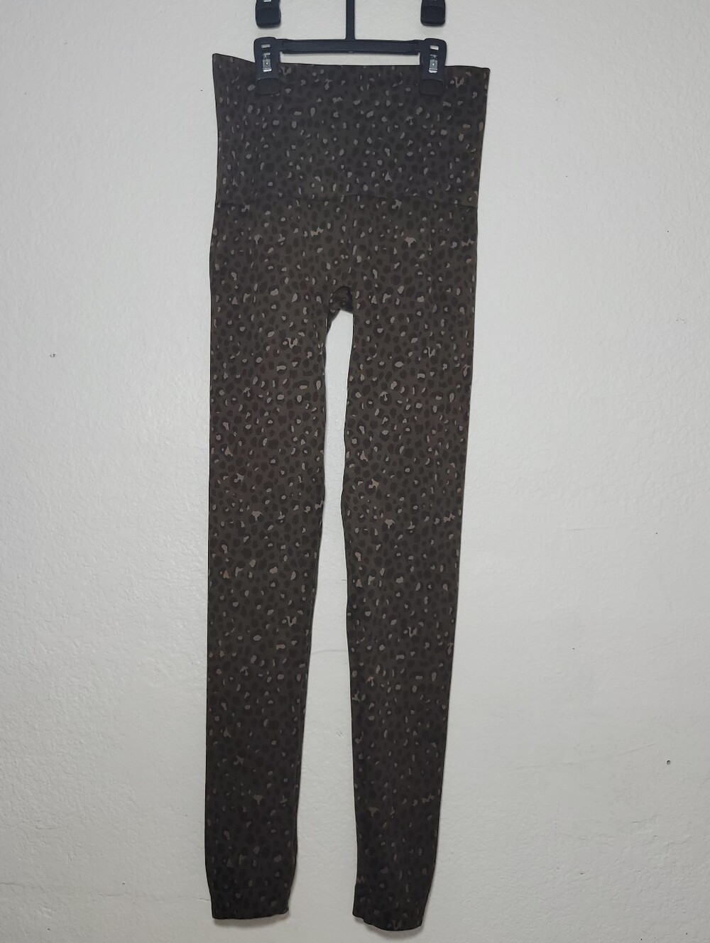 SPANX Olive Green Leopard Print High-Waist Leggings